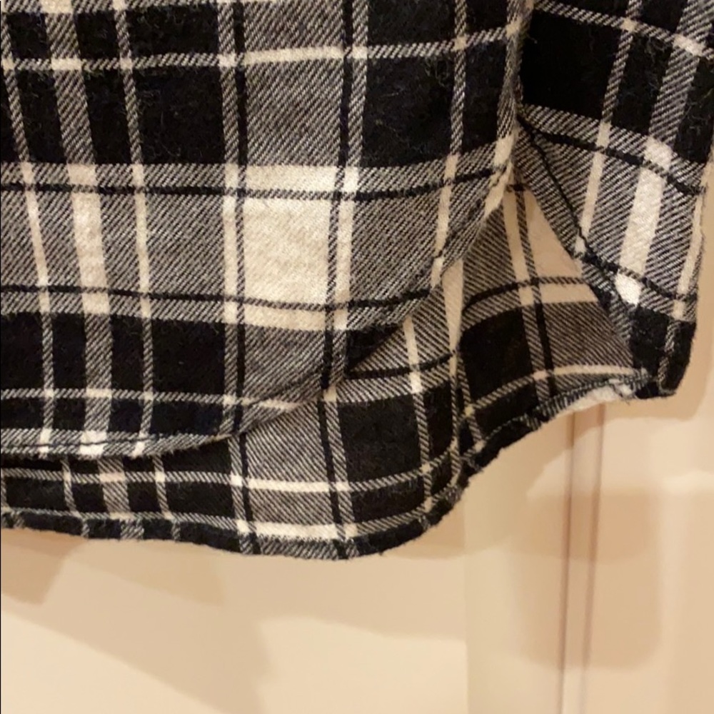 J Crew Black White Flannel Shirt Dress Plaid XXS - Picture 8 of 8